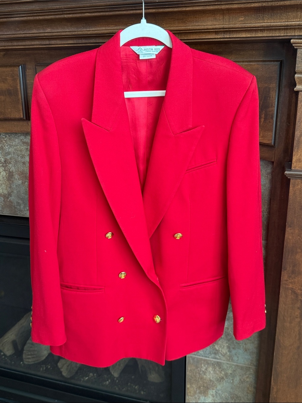Vintage Austin Reed vibrant red wool blazer classic preppy chic timeless size 14